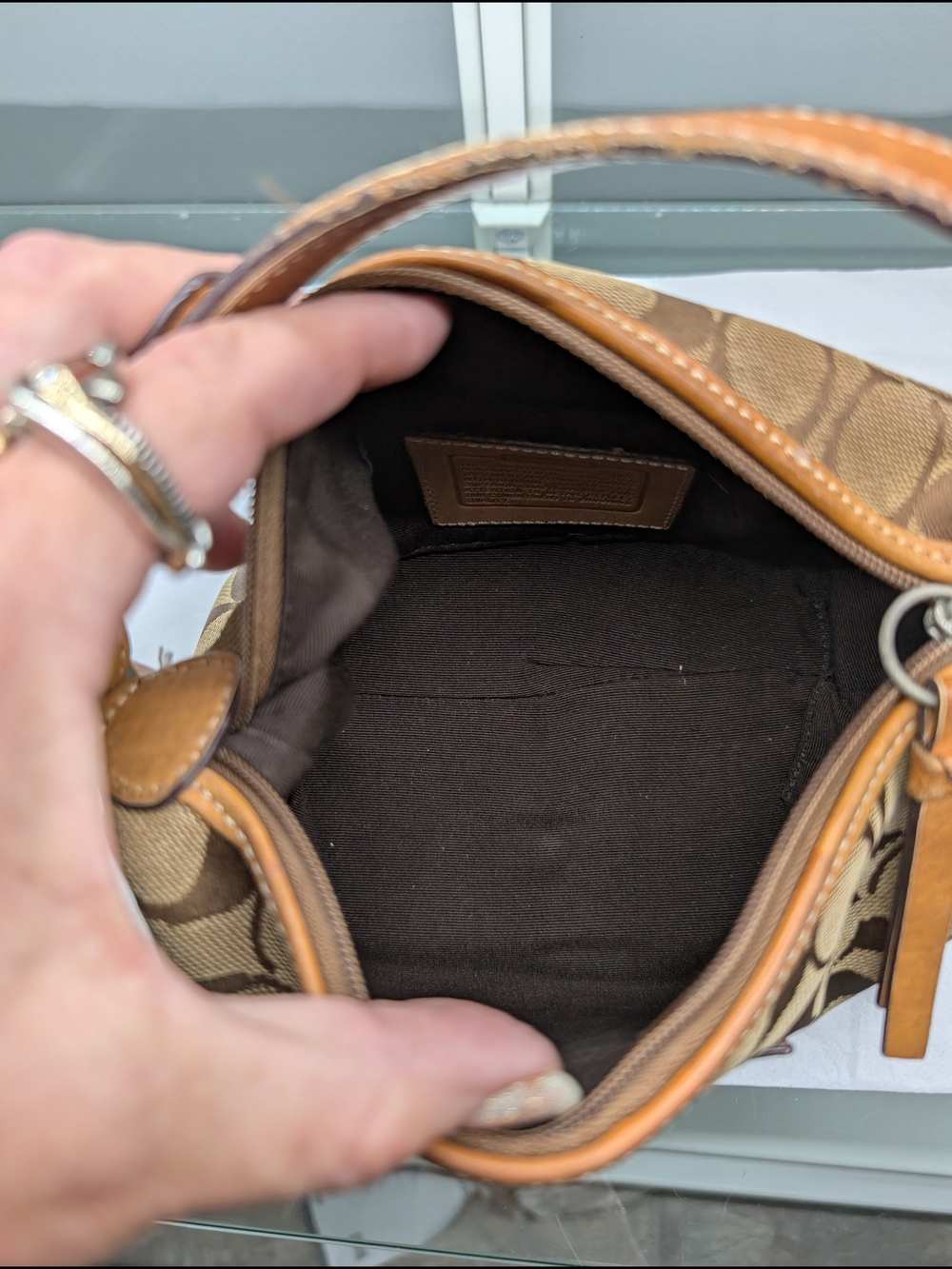 Coach Tan Signature Canvas Small Shoulder Bag - Picture 6 of 10